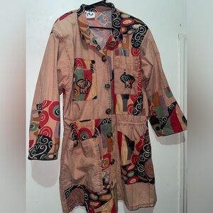 Beautiful Vintage Artsy Patchwork  Boho Button Shirt /Jacket  Shacket